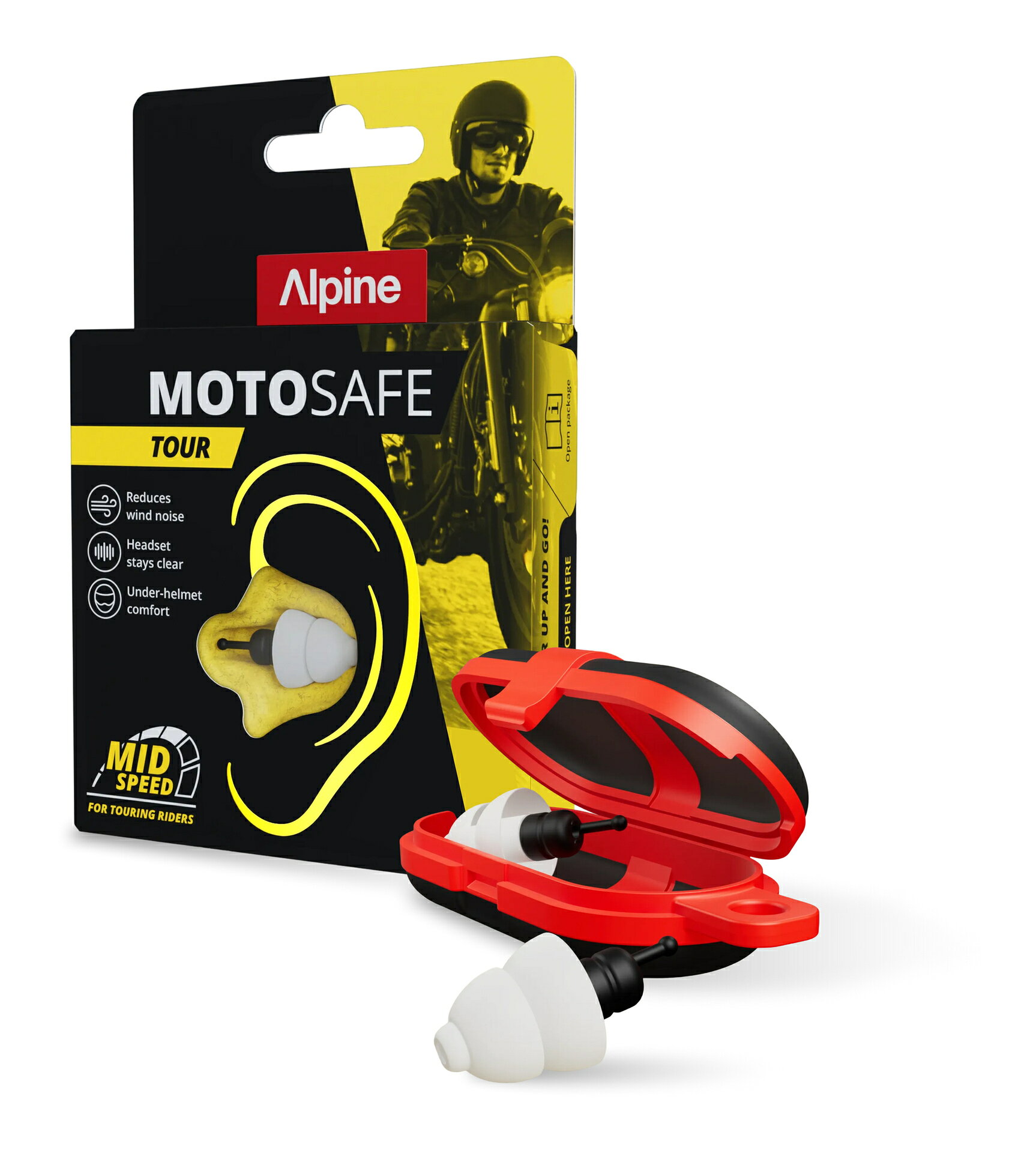 【メール便・送料無料・代引不可】Alpine MOTOSAFE TOUR 長距離ツーリング/一般道走行向け アルパイン バイク ライダー専用 イヤープラグ バイカー用 耳栓