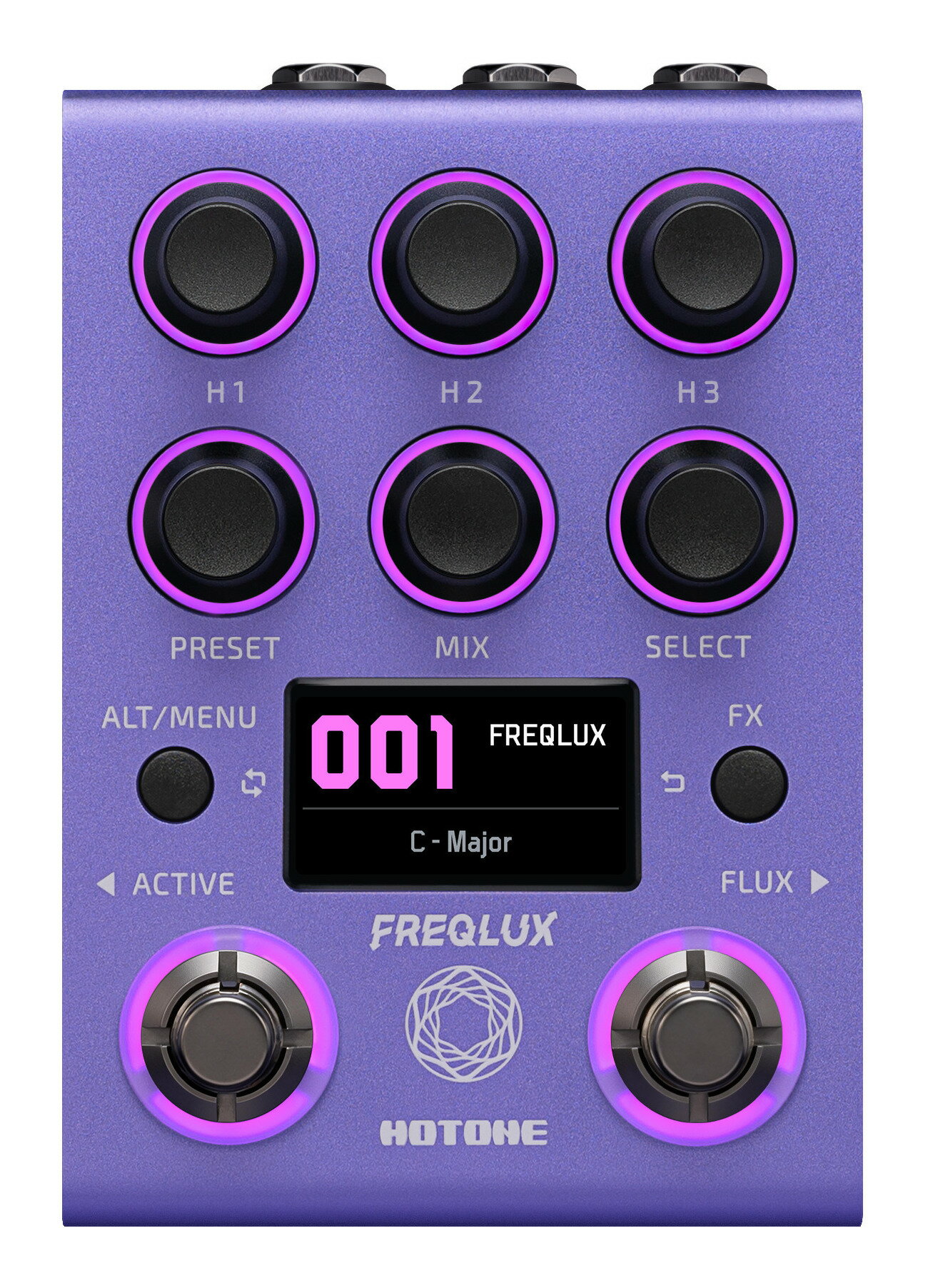 ピッチシフトを、再定義する。Freqluxは、単なるピッチペダルではありません。複数のアイデアを同時に鳴らしたいプレイヤーのために作られた、創造的なエンジンです。3つの完全独立したピッチボイスと深いリアルタイムコントロールにより、複雑なハーモニーのアイデアを演奏可能な形へ変えます。・多彩なファクトリー・ピッチプリセットを100種類搭載。カスタム保存と呼び出しに使える200のプリセットスロットを備えています。・入力モードを選択できるステレオ入出力。・PolyShift、KeyTrack、Detune、ARP、Mod Onlyに対応した複数のピッチモード。・3基すべてのピッチモジュールを同時にリアルタイム操作可能。・Fluxフットスイッチで自動グライド・ピッチシフトを実行。・Fluxピッチシフトのグライドカーブをカスタマイズ可能。・EXPまたはMIDIによる外部コントロールで追加パラメーターを操作可能。・32-bit処理による高性能AD/DA変換。コンセプトピッチシフトを、再定義する:Freqluxは、単なるピッチペダルではありません。複数のアイデアを同時に鳴らしたいプレイヤーのために作られた、創造的なエンジンです。3つの完全独立したピッチボイスと深いリアルタイムコントロールにより、複雑なハーモニーのアイデアを演奏可能な形へ変えます。3つのボイス。無限の方向性:Freqluxの中核にあるのは、3基の完全独立ピッチエンジンです。各ボイスに異なるモード、インターバル、動作を設定できます。従来のモノ/標準的なポリフォニック・ピッチペダルとは異なり、3つのピッチアイデアを同時に重ね、ブレンドし、作り込めます。・Polyモード:コード構成とニュアンスを保つ、破綻の少ないポリフォニック・ピッチシフト。大きなコードも形を保ち、速いフレーズにもクリアに追従します。・Keyモード:キーとスケールを設定すれば、演奏に沿って音楽的なハーモニーを生成します。クラシックなハーモニートーンを現代的な精度で実現します。・Detuneモード:ドライ信号にマイクロ・ピッチオフセットを重ね、明瞭さを失わずに大きなコーラス感、ステレオ幅、厚みを加えます。・Modモード:ピッチシフトを完全にバイパスし、独立したモジュレーションエンジンとして使用可能。ビブラートやモジュレーションで、あらゆるボイスに動きと奥行きを加えます。・ARPモード:ピッチシフトを動きのある表現へ。ポリピッチとFlux/Auto Fluxを組み合わせ、選択したスケールに沿ったリアルタイム・アルペジオを生成します。まったく新しい演奏方法です。速く、正確に。実際の演奏のために:Freqluxは、ダイナミクスとトーンを保ちながら超高速のピッチトラッキングを実現します。ドロップチューニング時のピッチレイテンシーは、業界トップクラスの4～5 msまで低減。トランジェントに最適化された処理により、ドロップチューニングはタイトで自然、そして力強く感じられます。ロー弦はパンチを保ち、ピックアタックも損なわれません。これが本来のドロップチューニングです。サウンドデザイナーのためのプレイグラウンド:Freqluxは各ボイスをミックスレベルでコントロールでき、ギタリストとしてだけでなくプロデューサーのようにハーモニーを形作れます。・ステレオ配置:各ボイスのパンとレベルを独立して調整でき、ステレオフィールド内の思い通りの位置に配置できます。サウンドステージはあなた次第です。・感情表現のコントロール:各ボイスに専用FX処理を備え、ハーモニーが静的で機械的に聞こえるのを防ぎます。すべての音に動き、質感、生命感を加えます。・奥行きと輪郭:各ボイスのToneとSwellコントロールにより、明るさやアタックの振る舞いを精密に調整可能。呼吸し、変化していくレイヤードハーモニーを構築できます。ピッチに魂を与えるFX:FreqluxのFXモジュールは、後付けではなくピッチボイスのために専用設計されています。ModとTremoloは表情豊かな動きを加え、Feedbackは短いハーモニーを進化するサウンドスケープへ変えます。各ボイスでフィードバックタイムとリピートを調整し、高度なマルチピッチ・ディレイテクスチャーを作成可能。DriveとToneコントロールにより、さりげないグリットからアグレッシブなハーモニックサチュレーションまで自在に設定できます。Flux。第二の楽器:Freqluxには2つのフットスイッチモードを搭載。Presetモードでは素早いプリセット切替、ControlモードではFluxフットスイッチをリアルタイム・ピッチコントローラーとして使用できます。Controlモードでは、Fluxが演奏可能なピッチペダルに変わります。アタック、リリース、ピッチカーブをカスタマイズして、滑らかなグライド、ドラマチックなドロップ、リズミックなアルペジオトリガーを作れます。Auto Fluxはさらに一歩先へ。演奏ダイナミクスを検出し、足元の操作なしにピッチスライドやアルペジオを自動トリガーします。演奏に集中し、動きはFreqluxに任せられます。主な機能・原音を保つアナログ・ドライスルーと32-bit高解像度処理・現代的なシグナルチェーンに対応するフルステレオ入出力・200のプリセットスロットを搭載。95種類のファクトリープリセットをすぐに使用可能。・高コントラストLCDディスプレイと直感的なデュアル・フットスイッチ操作・エクスプレッションペダルとMIDIに対応・詳細編集と今後のアップデートに対応する無料デスクトップソフトウェア・Pan、Level、Tone、Attackパラメーターでシフトボイスを細かくコントロール。・ピッチ信号のフィードバックを生成するFeedbackモジュール。・Feedback信号用のTrailスイッチ。・FXモジュールにより、各ピッチシフト・ボイスを個別にサウンドデザイン可能。・EXPまたはMIDIによる外部コントロールで追加パラメーターを操作可能。・32-bit処理による高性能AD/DA変換。・ドライ信号は完全アナログ・バイパス回路。・プリセット切替とリアルタイム・ピッチコントロールに対応するデュアル・フットスイッチ・モード。・すばやく直感的な操作を支える高解像度LCDディスプレイ。・USBでコンピューターに接続し、無料のPC/Macソフトウェアでファームウェア更新、プリセット管理などに対応。製品仕様入力端子:1×6.35mm(1/4”)TRS出力端子:2×6.35mm(1/4”)TRSMIDI/EXP端子:2×3.5mm(1/8”)TRSUSB端子:USB 2.0 Type-C入力インピーダンス:1 Meg Ohm出力インピーダンス:1K OhmA/D&D/A:32-bit高性能DSP:32-bit処理S/N比:115dB周波数特性:±0.1dB,20Hz～20kHz最大入力レベル:+13dBuバイパス:アナログ・ドライスルー+バッファー電源:9V DC、0.5A(センターマイナス)寸法:125.5mm(W)×84mm(D)×62.5mm(H)重量:485g