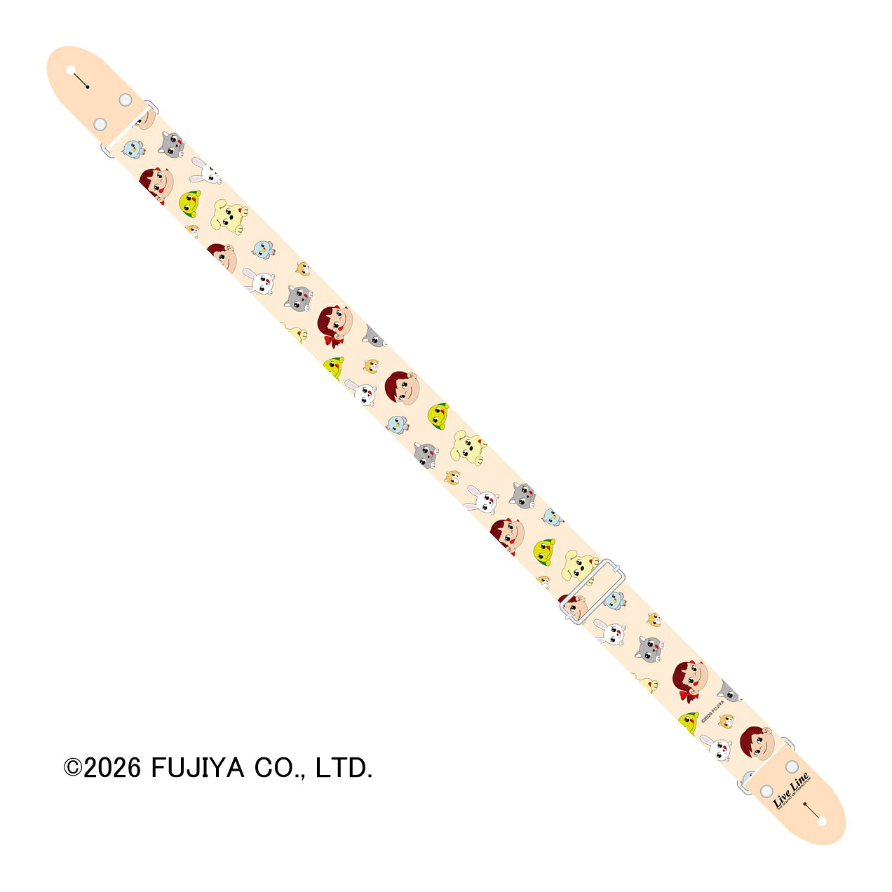 【メール便・送料無料・代引不可】Live Line LPS-36BEG ベージュ ペコちゃん ポコちゃん とゆかいな仲間たち デザイン ギター ストラップ 不二家 ミルキー