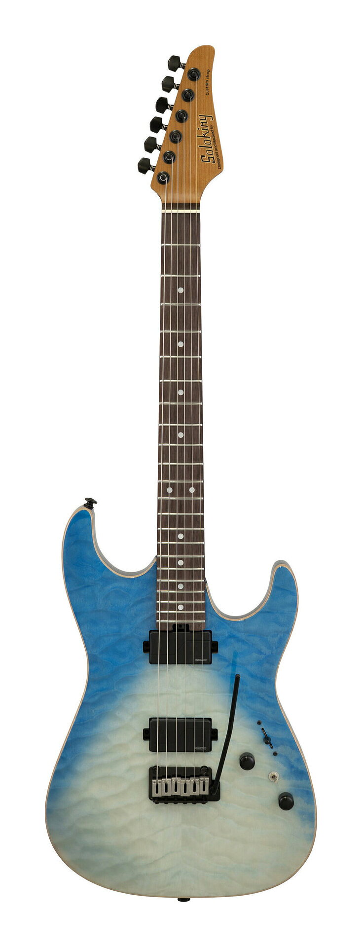Soloking MS-1 Custom 22HH QMT/Fishman SWBL Sea Wave blue ソロキング エレキギター/ギグバッグ付