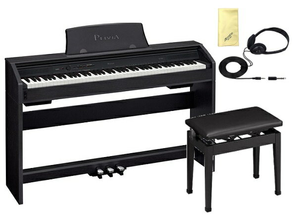 【ポイント6倍】【送料込】【愛曲クロス付】【純正ヘッドホン+高低自在イス付】CASIO/カシオ　PX-760BK　Privia　プリヴィア　電子ピアノ【配送のみ...