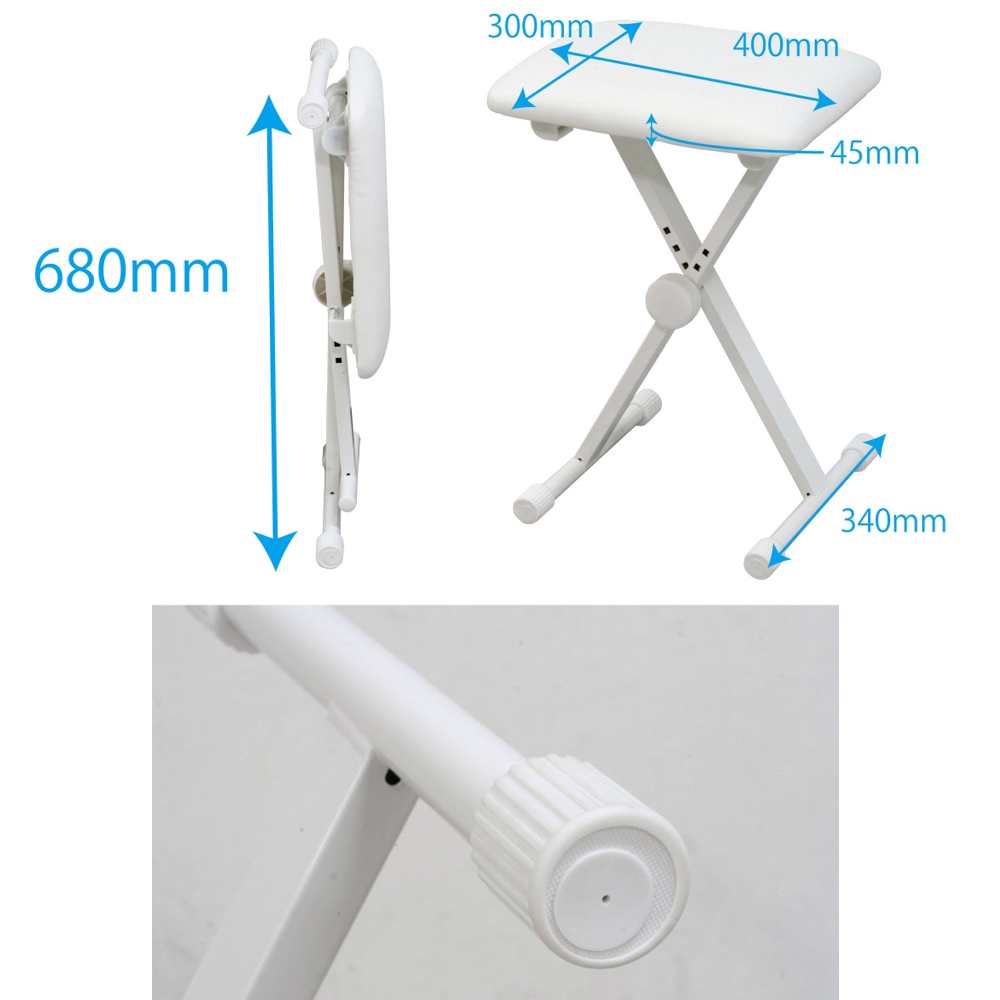 【ポイント2倍】【送料込】KIKUTANI キクタニ KB-60 WHT(ホワイト) 4段階高さ調整 折り畳みイス キーボードベンチ ピアノ椅子【smtb-TK】