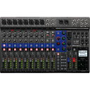 ライブ演奏のミックスとレコーディングにLIVETRAK L-1212-Track Live Mixer/Recorderリハーサルスタジオ、カフェなどの小規模なライブPAにも使える12チャンネルの本格的なミキサーに、演奏者一人ひとりに異なるミックスを送れる5系統のモニターアウトと、各トラックの音を個別に記録できるレコーダー機能をビルトイン。さらに、14イン/4アウトのUSBオーディオ・インターフェース機能を統合。ライブ演奏のミックス、モニター、レコーディングを1台で。直感的にミックスモノラル8チャンネル、ステレオ2チャンネル、合計12チャンネルの入力を備える『LiveTrak L-12』は、メニューに入ることなく、アナログミキサーのように全ての設定をキーやノブでフィジカルに操作可能。各チャンネルには、3バンドEQを搭載し、モノラルチャンネルにはコンプレッサー機能、高品位なセンドエフェクトも搭載しています。視認性に優れた12セグメントのLEDメーターも備え、ライブ演奏のミキシングを思いのままに行える高い操作性を提供します。マルチに録音最高24ビット/96kHzのWAVフォーマットで全12トラックの同時レコーディングが可能。フェーダー通過前の信号を録音するため、ライブ中のミックス操作の影響を受けずに各トラックの音をSDカードに記録できます。ミックスダウンやオーバーダビングが行えるほか、録音データをコンピュータに移して、DAWでさらに本格的なオーディオ編集作業が行えます。5系統のモニター5系統のモニターミックスを出力できるヘッドフォンアウトを装備し、演奏者一人ひとりに、好みのミックスバランスを供給することが可能。ハイパワーなヘッドフォンアンプを内蔵し、ラウドなステージでも余裕の大音量でヘッドフォンを鳴らすことができます。オーディオ・インターフェース『L-12』は、14イン/4アウトのUSBオーディオ・インターフェースとしても利用可能。コンピューターのジッタに影響されないアシンクロナス(非同期)転送システムを採用し、最高48kHzのサンプリングレートで、全12チャンネルの入力とマスターフェーダー通過後の信号をDAWに録音することができます。また、パソコンからの再生信号をステレオチャンネルに割り当てることもでき、バックトラックに合わせた同期演奏を行ったり、演奏者のヘッドフォンにクリックガイドを送ることも可能です。iOSデバイスとも接続(*)できるクラスコンプライアントモードにも対応しています。*Apple Lightning-USBカメラアダプタが別途必要です。妥協なき高音質設計ZOOM史上最高性能のマイクプリアンプEIN-128 dBuの超低ノイズフロアに、+60dBの最大入力ゲインを実現。音の入り口であるマイクプリアンプには、ZOOM史上最高性能をマークする高品位なオーディオ設計が施されています。最高24ビット/96kHzのハイレゾ音質SDカードへのマルチトラック・レコーディングでは、最高96kHzのサンプリング周波数、24ビットまたは16ビットのWAVフォーマットで、高精細なオーディオ録音が可能。オーディオ・インターフェースモードでは最高48kHzのサンプリング周波数に対応し、パソコンのDAWソフトでレコーディングすると同時に、SDカードにもマルチトラック・レコーディングを行うことができます。便利なオートレコーディング機能ある一定レベル以上の音に反応して自動的に録音を開始する、オートレコーディング機能を内蔵。この機能を利用すれば、ギターのコードやスネアのヒットをきっかけにレコーディングをスタートさせることが可能です。また、RECボタンを押す2秒前にさかのぼって録音できるプリレコーディング機能も内蔵。オンタイムよりも早くライブがスタートした場合でも、2秒前にまでさかのぼって頭欠けすることなく演奏を収録することができます。USBメモリで録音データをシェアUSBメモリを接続できるUSBホスト端子を搭載し、マスタートラックを含む任意のトラックの録音データをUSBメモリに書き出すことが可能。例えば、ライブ演奏のステレオミックスを作ってバンドメンバーに配布することができます。また、各種ミキサー設定を含む全トラックの録音データ(プロジェクト)のバックアップをとることも可能です。主な特長デジタルオーディオミキサー・モノラル8チャンネル、ステレオ2チャンネルの合計12チャンネルの入力・EIN-128 dBu、最大入力ゲイン+60 dBの高品位なマイクプリアンプ・48Vファンタム電源を供給可能(チャンネル1〜4、チャンネル5〜8)・ギター/ベースなどの楽器入力に対応するHi-Zスイッチ(チャンネル1〜2)・接続した機器の入力信号を26 dB減衰させるPADスイッチ(チャンネル3〜8)・演奏者一人ひとりに異なるミックスを送れる5系統のモニターアウト・3バンドEQ(MIDは中心周波数可変のセミパラメトリック方式)・16種類のセンドリターン・エフェクト・各モノチャンネルに、独立した1ノブタイプのコンプレッサーを搭載・最大9種類のミキサー設定を保存できるシーンメモリ機能・60mmストロークのチャンネルフェーダー・視認性の良い12セグメントLEDレベルメーターマルチトラックレコーダー機能・最大14トラックの同時録音、12トラックの同時再生・最高24ビット/96kHzのハイレゾ音質で、SDカードにレコーディング・ミックスダウン、オーバーダビング、パンチイン/アウト録音・外部USBメモリに録音データの書き出し/読み込みが可能・メモ録音に便利な内蔵スレートマイク・プリカウントを設定できるメトロノーム機能・入力音をトリガーにして録音を開始するオートレコード機能・2秒前にさかのぼって録音できるプリレコード機能・任意の位置へロケートできるマーカーを最大99個まで登録可能・別売フットスイッチ(FS01)で、レコーダーの再生/停止、・パンチイン/アウト、内蔵エフェクトのミュート操作が可能USBオーディオ・インターフェース機能・最大14チャンネルの入力、最大4チャンネルの出力・最高24ビット/48kHzのオーディオ品質・USB2.0ポートを搭載するMac、Windowsに対応・クラスコンプライアントモードでiOSデバイスにも対応(Apple Lightning-USBカメラアダプタが別途必要)・コンピュータのジッタに影響されない・アシンクロナス(非同期)転送システムを採用アクセサリL-12パッケージには、以下のものが同梱されています。・ACアダプタ(AD-19)・USB2.0ケーブル・クイックガイド外形寸法:445 mm(W)x 282 mm(D)x 70.5 mm(H)重量(本体のみ):2.53 kg