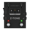 ライブ・リグに最高のトーンとブーストをZ-TONEを搭載したプリアンプ/DIペダルZ-TONE Buffer Boostは、インピーダンスを連続的に調整するZ-TONE、JFET/PUREスイッチ、ACTIVE/PASSIVEのピックアップ・セレクターといったAXE I/O譲りの機能に加え、バッファーとブースト機能を搭載するプリアンプ/DIペダルです。クラス最高のダイナミックレンジと周波数特性を実現しており、ステージやスタジオを問わず、高品位な楽器用プリアンプとしてお使いいただけます。ギター / ベースのトーンの質感を調整できるのはもちろん、複数のエフェクトペダルを使用する際に本来のトーンを保持するバッファーとして、また最大 +10 dBゲインのブースターとして、エフェクトチェーンの初段に入れることで大きな効果が得られます。理想のフロントエンドZ-TONE Buffer Boostは、最高クラスのダイナミックレンジと周波数特性を実現し、あらゆる種類のギター、ピックアップ、演奏スタイルに合う最適なサウンドが得られます。ピックアップの選択PASSIVEパッシブ・ピックアップからの入力を最高のトーンで増幅する回路です。低出力のビンテージ・ピックアップから、最新のハムバッカーまで対応します。ACTIVEアクティブ・ピックアップを使用する場合に、不要なゲイン・ステージをバイパスすることで、ダイレクトでクリーンなサウンドが得られます。モードの選択JFET:わずかな倍音を付加するクラスAのディスクリートJFETモードです。ミッドレンジにあたたかみが加わります。PURE:色付けのない、完全に透明で正確なサウンドです。未体験のトーンとフィーリングギター / ベースのピックアップは、接続する機器のインピーダンスによってトーンが変わります。Z-TONE Buffer Boostは、このインピーダンス値の違いによるトーンの変化に注目し、開発されています。Z-TONE Buffer Boostは、入力インピーダンスを連続的に調整できることで話題となったAXE I/Oと同じZ-TONE回路を搭載しており、入力インピーダンスを2.2 kΩ(BOLD)から1 MΩ(SHARP)の間で調整可能です。インピーダンス値を大きくするとよりシャープに、小さくするとより柔らかなトーンに変化する傾向があります。Z-TONEを使えば、従来のエフェクトチェーンにおいてより理想に近いサウンドを作ったり、これまでにないトーンを生み出したり、1本のギターや既存のエフェクター群を使ってより幅広いサウンドを生み出せるようになるでしょう。パンチのあるエフェクト・リグへZ-TONE Buffer Boostには、ボリュームを最大 +10 dB加えるブースト機能が搭載されています。ここぞという時にブースト機能をオンにすれば、音量とドライブ感が増加し、パンチのあるサウンドが得られます。常に最高のサウンドを長いケーブルの取り回し、複数のストンプが並ぶペダルボード上での結線により、ギターの信号は劣化していきます。Z-TONE Buffer Boostには、このような信号劣化を防ぐための機能が内蔵されており、音色本来のトーンを保持するバッファーとしてもご利用いただけます。Z-TONE Buffer Boostは、9V電池、別売の9V電源アダプター、XLR端子経由の +48Vファンタム電源で動作するので、既存のエフェクター・リグの一部として簡単にお使いいただけます。接続オプションも充実Z-TONE Buffer Boostには、入力信号をエフェクターに出力するLINK OUTに加え、ハム・ノイズに対処するグランド・リフト・スイッチ付きのXLRバランス・アウト、1/4インチ標準のアンバランス・アウトを搭載しています。LINK OUT経由でエフェクターやアンプを鳴らすことはもちろん、XLRまたは標準端子の低ノイズのDI信号をミキサーやインターフェースに送ることも可能。9V電池、別売の9V電源アダプター、XLR端子経由の+48vファンタム電源で動作しますので、ステージに応じて最適な電源供給方法を選択できます。フルバージョンのAmpliTubeソフトウェアが付属Z-TONE Buffer Boostには、AmpliTube 4など、人気のギター・エフェクト＆アンプ・モデリング・アプリ / ソフトウェアが付属します。さらに、アンプやストンプ・エフェクトは、280種を超える膨大なギアから欲しいものだけをアラカルトで追加購入することもできます。FenderRやOrangeR、Mesa-BoogieRといった著名ブランド公認のギアから、SlashやJimi Hendrix、パンテラのDimebag Darrellといったギター・ヒーローが実際に使用していたギアまで、豊富なモデリングが用意されています。憧れの音色を、あなたのものとしましょう!主な特徴ACTIVE/PASSIVEピックアップ選択スイッチ色付けのない、透明で正確なPUREモード倍音とあたたかさを付加するJFETモード入力インピーダンスを連続的に調整するZ-TONEサーキット複数のエフェクターを連結した場合や、長いケーブルを使用したときに本来のトーンを保持するバッファー機能ボリュームを最大 +10 dB加えるブースター機能エフェクターに信号を送るだけでなく、同時にミキサー/インターフェイスにも出力可能ハム・ノイズを抑えるグランド・リフト・スイッチ付きデザインから製造まで一貫してメイド・イン・イタリー内容品:Z-TONE Buffer Boost本体寸法と重量:10.8 cm x 12 cm x 5.8 cm470 g