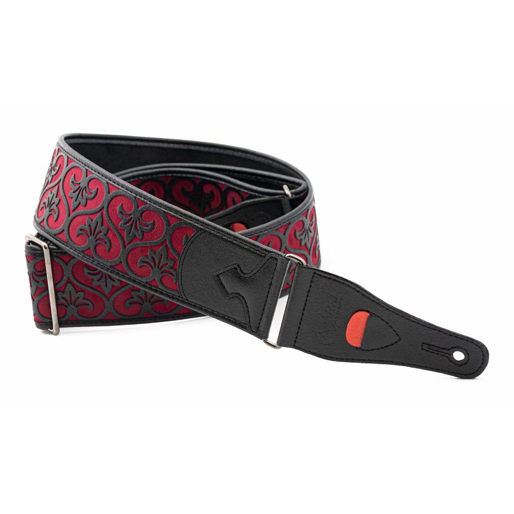 【ポイント5倍】【送料込】RightOn! STRAPS DELUXE Red ギター/ベース用ストラップ