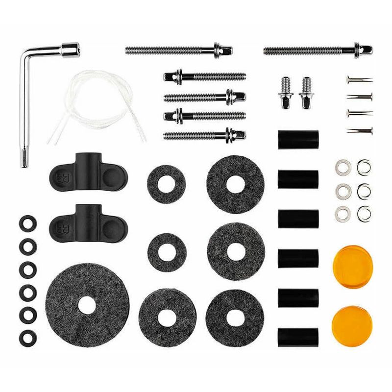【お取り寄せ】※メーカー品切れの場合、お時間をいただく場合もございます。お急ぎの方はお手数ですが、ご注文の前にメールで在庫の確認のお問い合わせを下さい。ドラマーに必要な、金属ワッシャー、プラスチックワッシャー、シンバルフェルト、プラスチックシンバルスリーブ、リベット等が1つのボックスに入った製品。セット内容1×L-Shaped Drum Key4×Drum Honey Gel Pads6×Plastic Cymbal Sleeves4×Steel Cymbal Rivets4×Cymbal Felts2×Hihat Clutch Felts1×Hihat Base Felt2×8 mm Wing Nuts6×Metal Washers6×Plastic Washers2×Nylon Snare Cords2×Short Tension Rods4×Medium Tension Rods2×Long Tension Rods