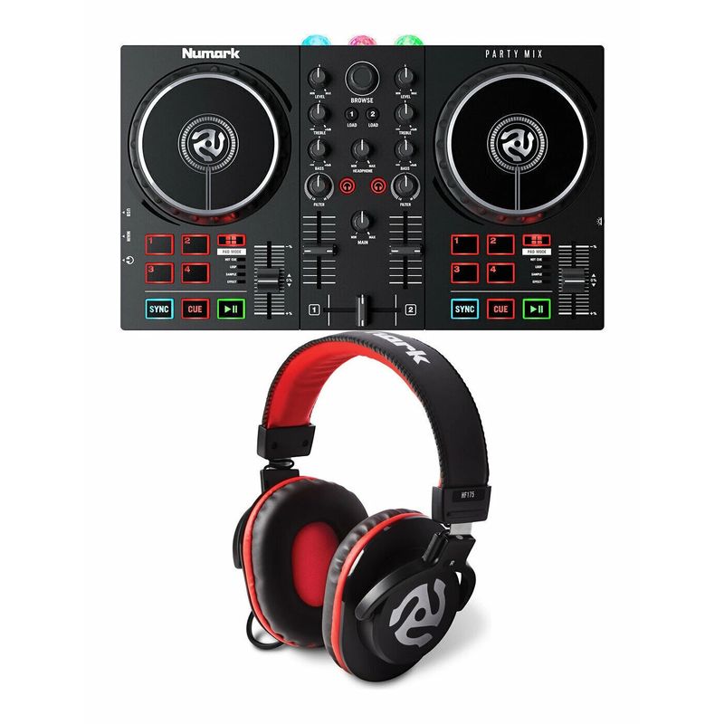 【送料込】【純正DJヘッドホン/HF175付】Numark ヌマーク Party Mix II / LEDパーティライト搭載 DJコントローラー