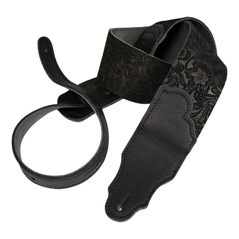 Franklin FSSE-BK-BK 本革 ギターストラップ レザー ストラップ Embossed Suede Guitar Strap