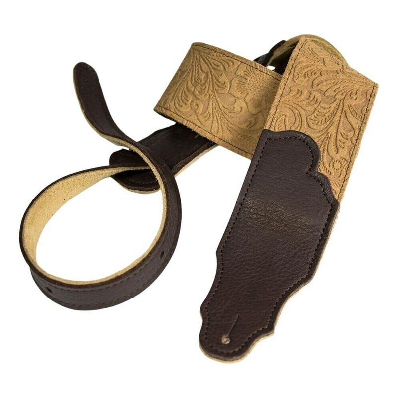 【送料込】Franklin FSSE-H-CH 本革 ギターストラップ レザー ストラップ Embossed Suede Guitar Strap