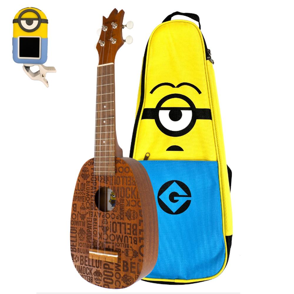 セット内容本体：KIWAYA MN-40クリップチューナー：KIWAYA TM-877UKULELE MINIONSレーザー刻印タイプFamous FS-2PGをベースにしたウクレレ。コロンとしたかわいいパイナップルボディに、アイコニックなミニオンたちがちりばめられたかっこかわいいデザイン。本格音色であることはもちろん、Famousならではの弾きやすさを兼ね備えています。ふくよかなサウンドが気分を明るくしてくれること間違いなし!◆スペックブランド:UKULELE MINIONS(Famous)品番:MN-40サイズ:ソプラノサイズボディ:マホガニー合板ネック:マホガニー指板:ウォールナット(12Fジョイント/15F)ブリッジ:ウォールナットペグ:FamousオリジナルギアペグF-1搭載弦:KIWAYA KFCフロロカーボン弦ケース(UMGB)付全長:約545mmスケール:約350mmナット幅:約35mm※画像処理の都合上、実際の商品と見た目が違う場合がございます。予めご了承下さい。※ウクレレは個体差があり、木目・色合い、絵柄は個々に異なります。