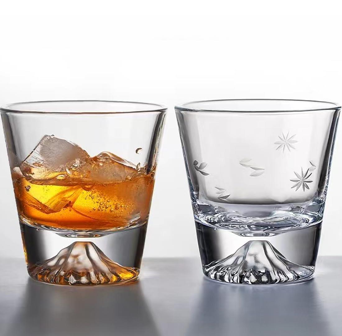 Batone 富士山グラスカップ 270ml 桜切子 ロックグラス ペア セット 高級 職人手作り 桐箱入り 日本酒 ..