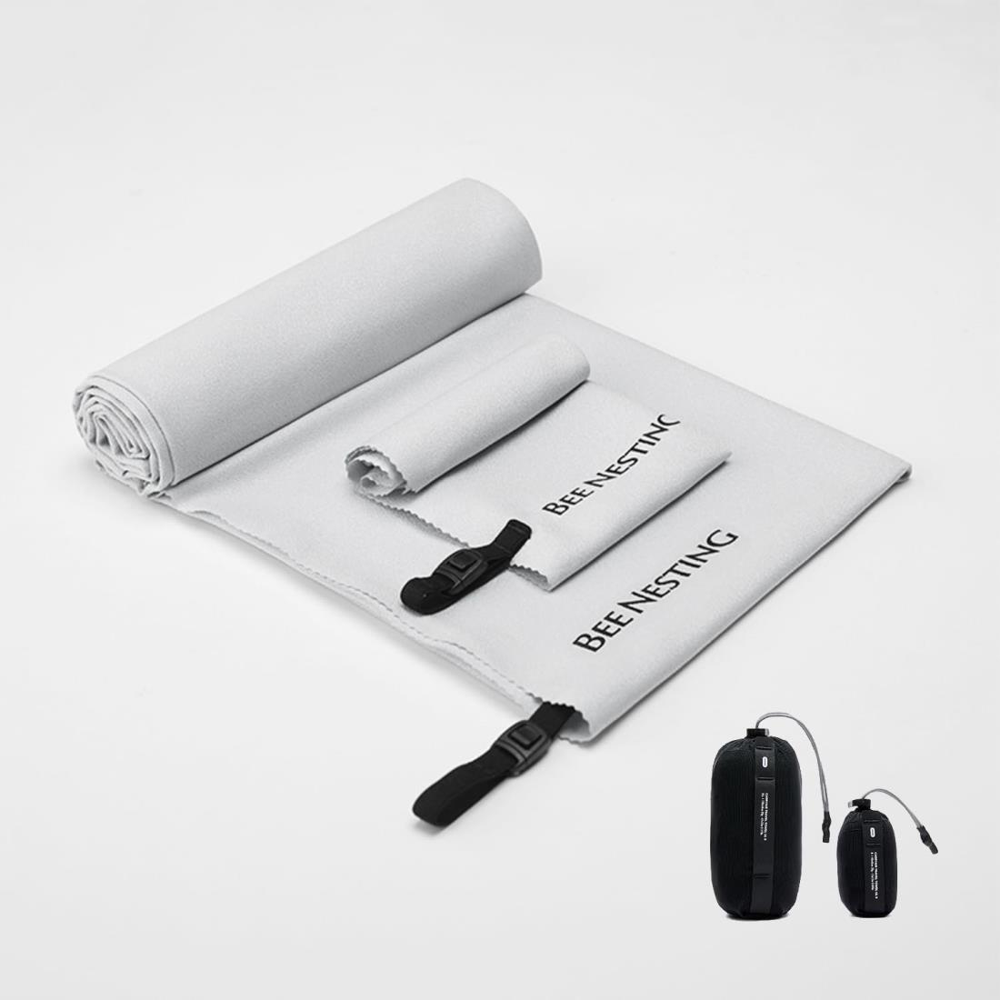 BeeNesting 速乾タオル スポーツタオル マイクロファイバータオル 軽量 吸水 コンパクト 収納袋付き 旅行 水泳 アウトドア 登山用 2枚セット (2...