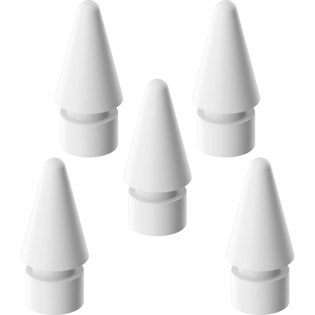 Apple Pencil用 交換ペン先 iPad用 ペン先交換 5個 高感度 平滑 耐摩擦 静音 回転取付 ホワイト 互換Apple Pencil第1世代/第2世代