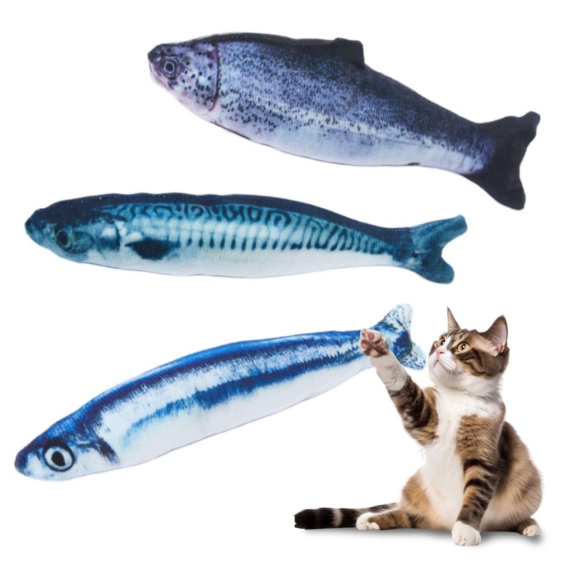 3個 猫 ひとり遊び おもちゃ 蹴りぐるみ 子猫用ぬいぐるみ 魚 サンマ ストレス発散グッズ こども猫用ぬ..