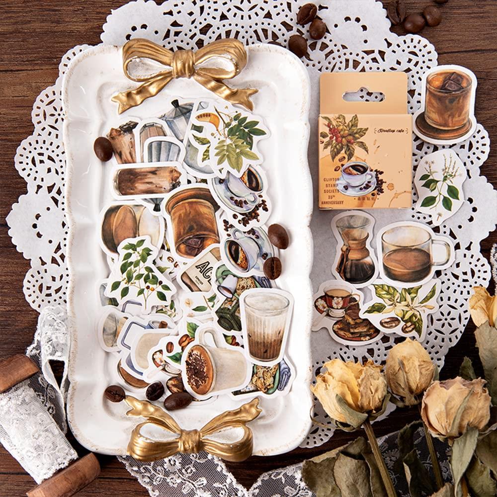 Alideco 92枚 シール フレークレトロコーヒー ごほうび ご褒美 ブック コラージュ スケジュール 手帳 手紙 デコレーション に（tiantaikafeiguan）