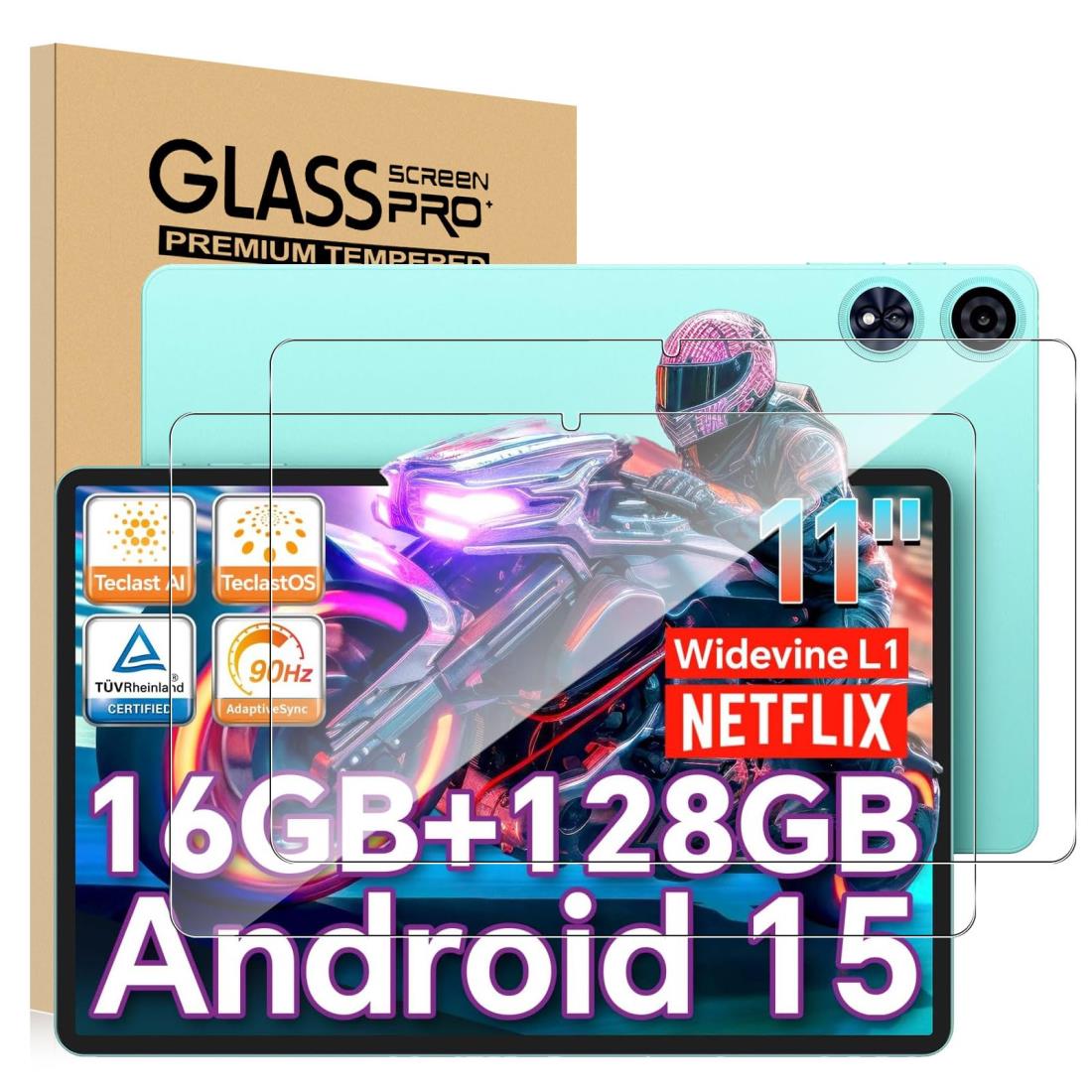 【2枚入り】For Teclast P50AI/P50/P50S/T50HD/T50MAX/T50 Plus/Odea S11 フィルム Mosasa Teclast P50/P50S/T50HD/T50MAX/T50 Plus/Odea A11/S11 ガラスフィルム 衝撃吸収 9H硬度 飛散防止 2.5Dラウンドエッジ 自動吸着 気泡ゼロ 高透過率 高感度