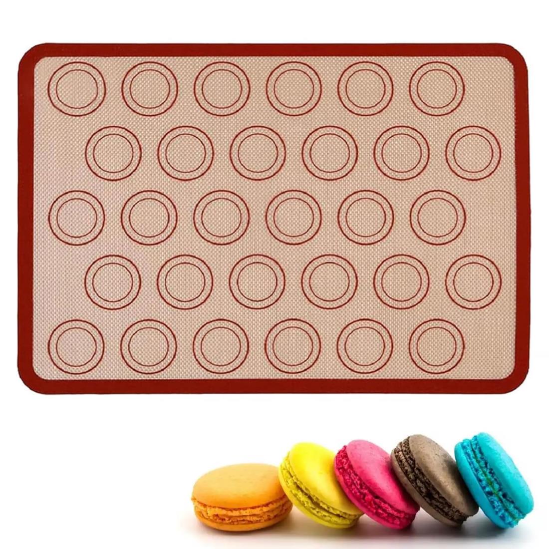 DEVENTORZ クッキングシート オーブンシート マカロンクッキーベーキングマット 製菓マット 食品級シシリコンマット キッチン パン/クッキー/ピザ ベーキングマット 電子レンジ 対応 耐熱 プレースマット 洗える 繰り返し使用可 42x29.5cm レッド