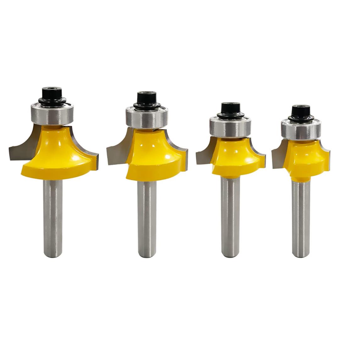 CSOOM ギンナン面ビット 丸面ビット 4本セット、6mmシャンク、超硬トリマー、ルータービット、コーナー..