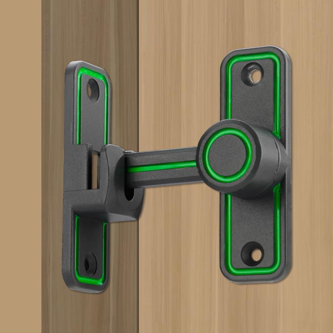 Ifukens ドアロック 後付け 鍵玄関ドア 鍵2点セット補助錠・錠前90度と180度兼用回転式蛍光扉 窓 ロックドア 鍵 後付け 室内ドア 鍵 後付け 鍵スライドドア ロック部屋鍵後付けドアロック 引き戸 鍵夜光亜鉛合金玄関 鍵穴あけ不要防犯グッズ ドア耐震ラッチチャイルドロック