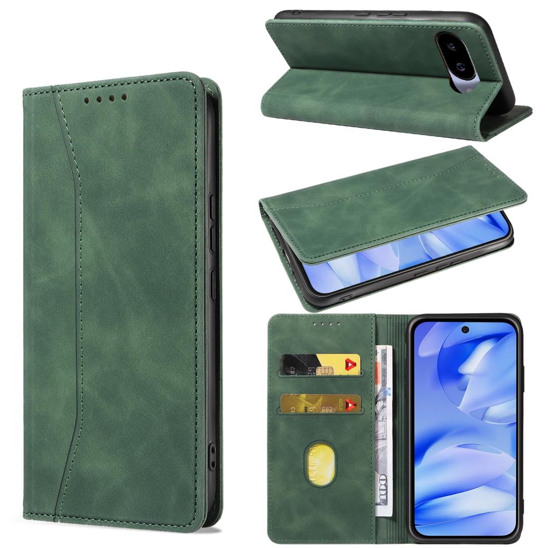 KWATUNG google pixel 9a 用 ケース 手帳型 おしゃれ グーグルピクセル9a 用 ケース 手帳型 肌感レザー ピクセル9a 用 携帯カバー 内蔵マグネット 耐衝撃 カード収納 スタンド機能 全面保護 Pixel 9a スマホケース Pixel 9a 用 手帳型ケース グラスグリーン