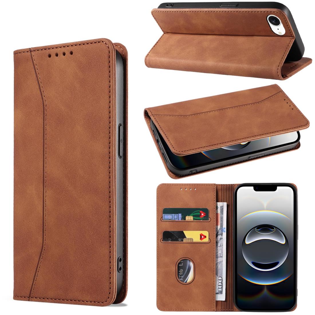 KWATUNG iPhone 16e ケース 手帳型 アイフォン 16e 用 ケース 手帳型 おしゃれ いPhone16e 手帳型ケース 肌感レザー 内蔵マグネット 耐衝撃 iPhone 16e用 スマホケース 手帳型 カード収納 スタンド機能 全面保護 アイホン16e 用 手帳型 6.1インチ カーキ