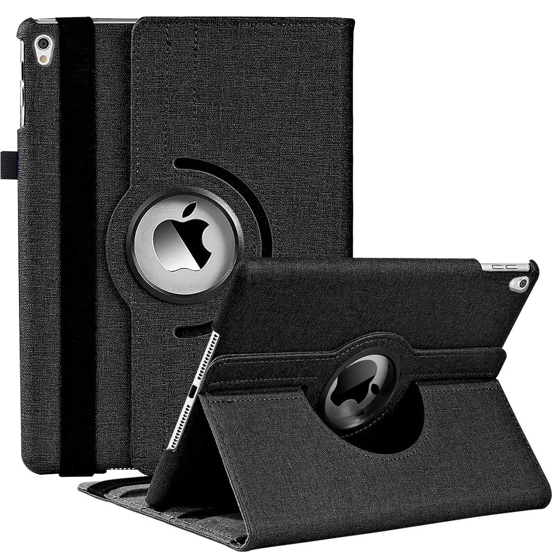 JXCX JXCX iPad Air 2019 ケース iPad Air3 10.5インチ ケース/iPad Pro 10.5 2017 保護カバー 360度回転 ケース バックカバー オートスリープ機能 耐衝撃 多角度 おしゃれデニム生地 (ブラク)