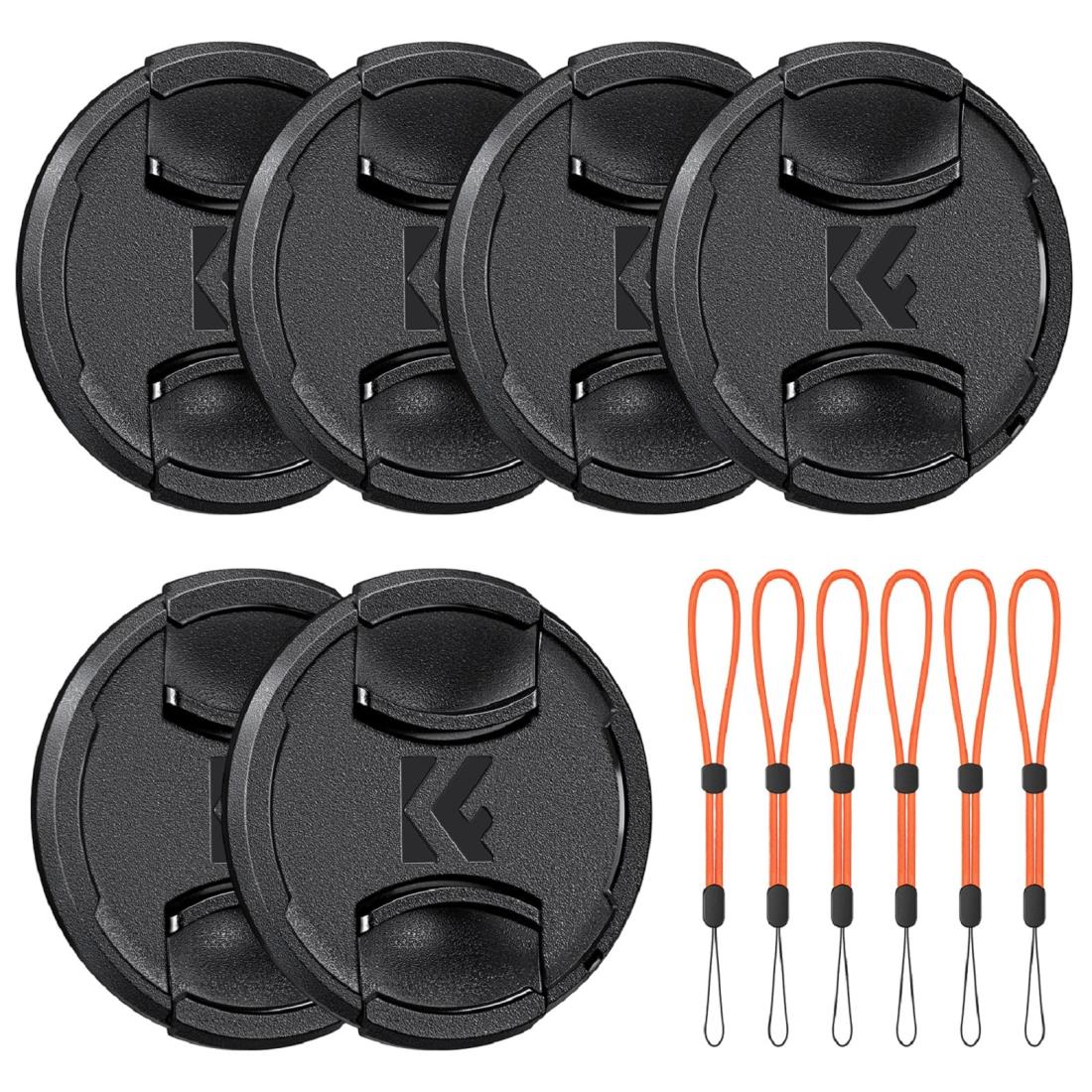 K&F Concept レンズキャップ 58mm 12点セット 【自社開発】レンズキャップ6個+紛失防止ストラップ6個 ..