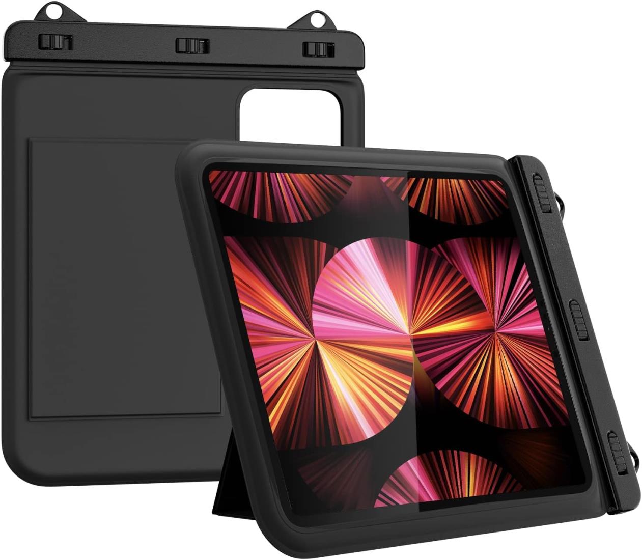 MoKo タブレット防水ケース 11インチまでのタブレット用 スタンド付き 防水カバー 首掛けひも付き 浴室..