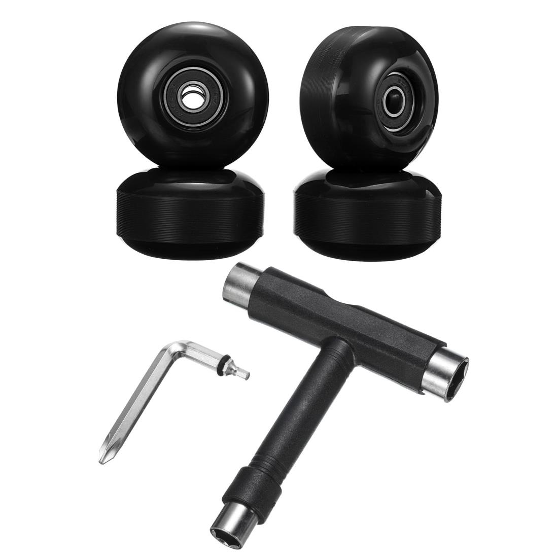 PATIKIL 52mm 95A スケートボードホイール 黒ベアリング付き 4個セット スケートボードトリックやクル..