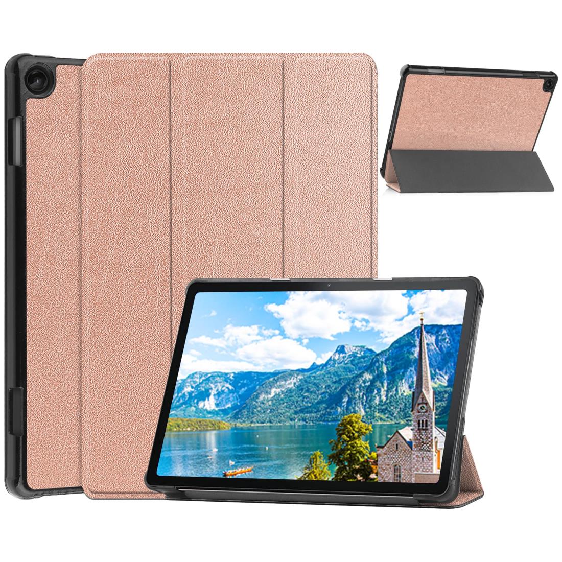 NEC LAVIE Tab T10d 用の ケース 新型 NEC LAVIE Tab T10d 10.1 インチ カバー スタンド機能付き 保護ケース NEC LAVIE Tab T10d タブレット ケース 三つ折 高級 PU レザー カバー キズ防止 薄型 超軽量 全面保護型 ケース 耐衝撃 NEC LAVIE Tab T10d 対応（ローズゴールド）