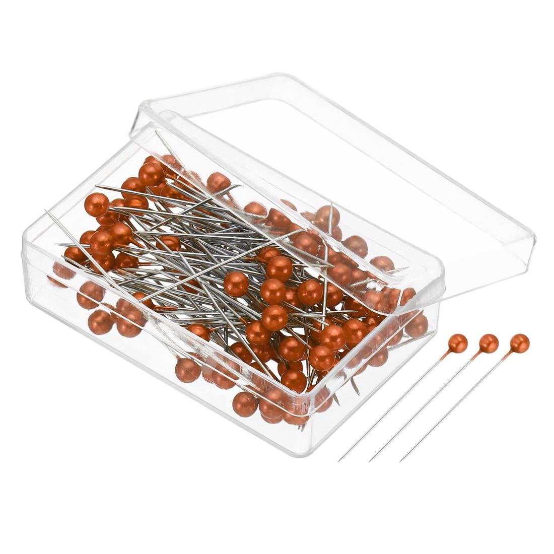 PATIKIL 待ち針 まち針 約600個 オレンジ 38mm x 4mm 待針 ケース付き 裁縫用ピン 耐熱 和裁 洋裁用ピ..