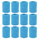 PATIKIL スポーツ用リストバンド 8x8cm 12個入り コッ トンテリークロス吸汗バンド テニス バスケットボール トレーニング アスレチック ランニング用 スカイブルー