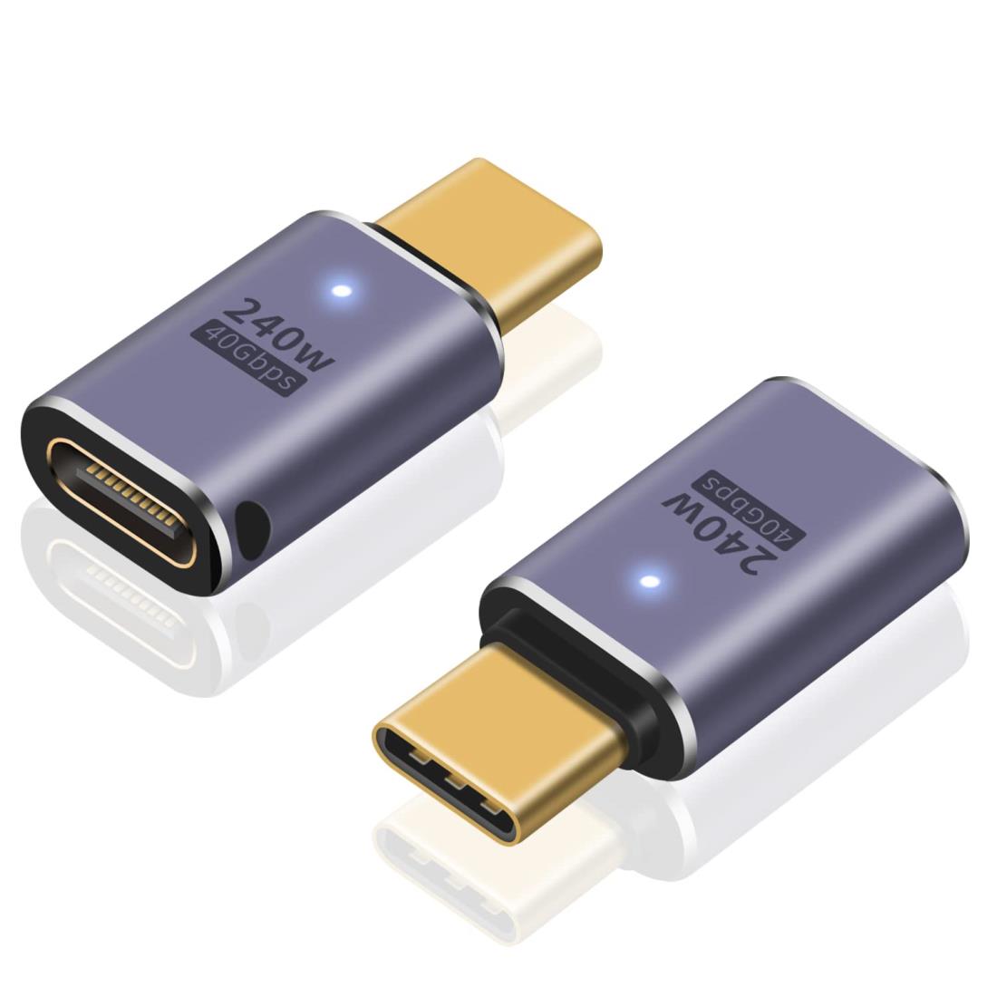 Poyiccot USB-C 延長アダプタ【PD3.1 最大240Wの超高速充電/40Gbps/8K 60Hz】USB Type C 延長アダプタ、USB 3.2 USB C 延長 ケーブルアダプタ USB 3.1/3.0/2.0に対応 タイプc 延長アダプタ、Thunderbolt 4/3 タイプCオス-メス延長アダプタ（2個セット）