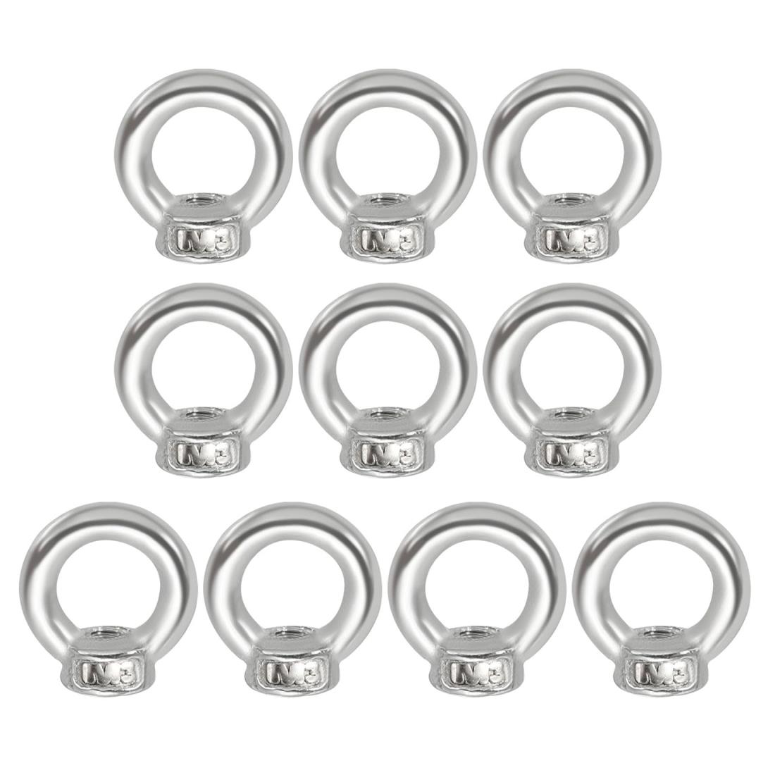 PATIKIL リフティングアイナット M3 10個 304ステンレス鋼 メスネジナット ファスナーショルダー メトリックリング 船舶用