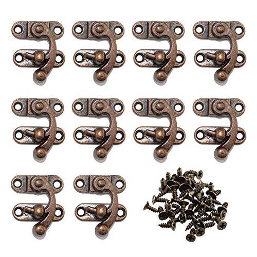 sempiterno ロック 打掛 金具 コーナー金具 アンティーク アンティーク亜鉛合金ボックス南京錠掛け金フック 亜鉛合金ホーンロック 木製ボックスギフトボックスバックル ネジと収納ボックス付き 10セット(赤銅色 右ロック)