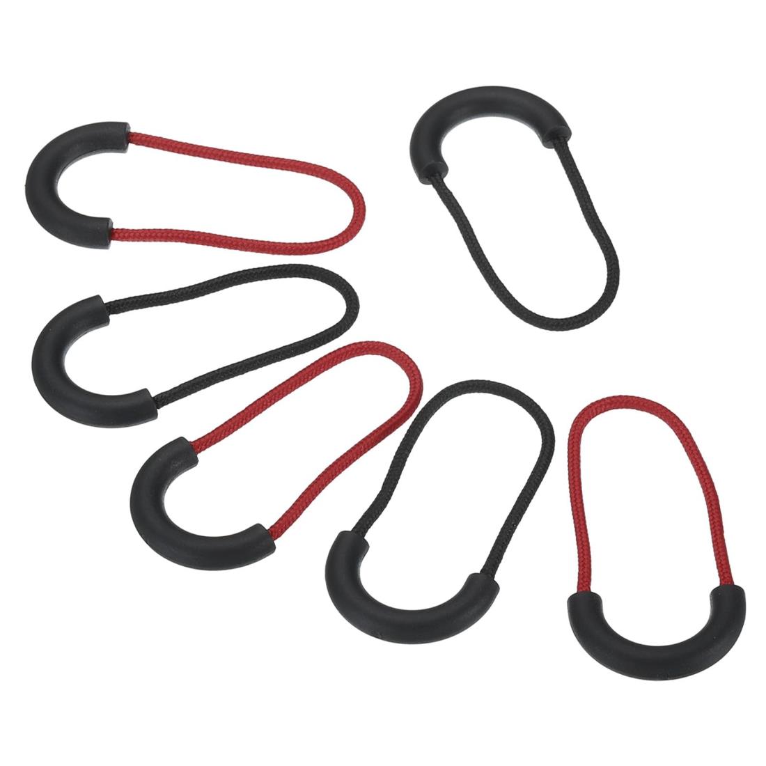 PATIKIL ジッパープル交換品 30個セット 延長コードハンドル修理タブタグエクステンダーフィクサー スーツケース バックパック ジャケット用 黒レッド