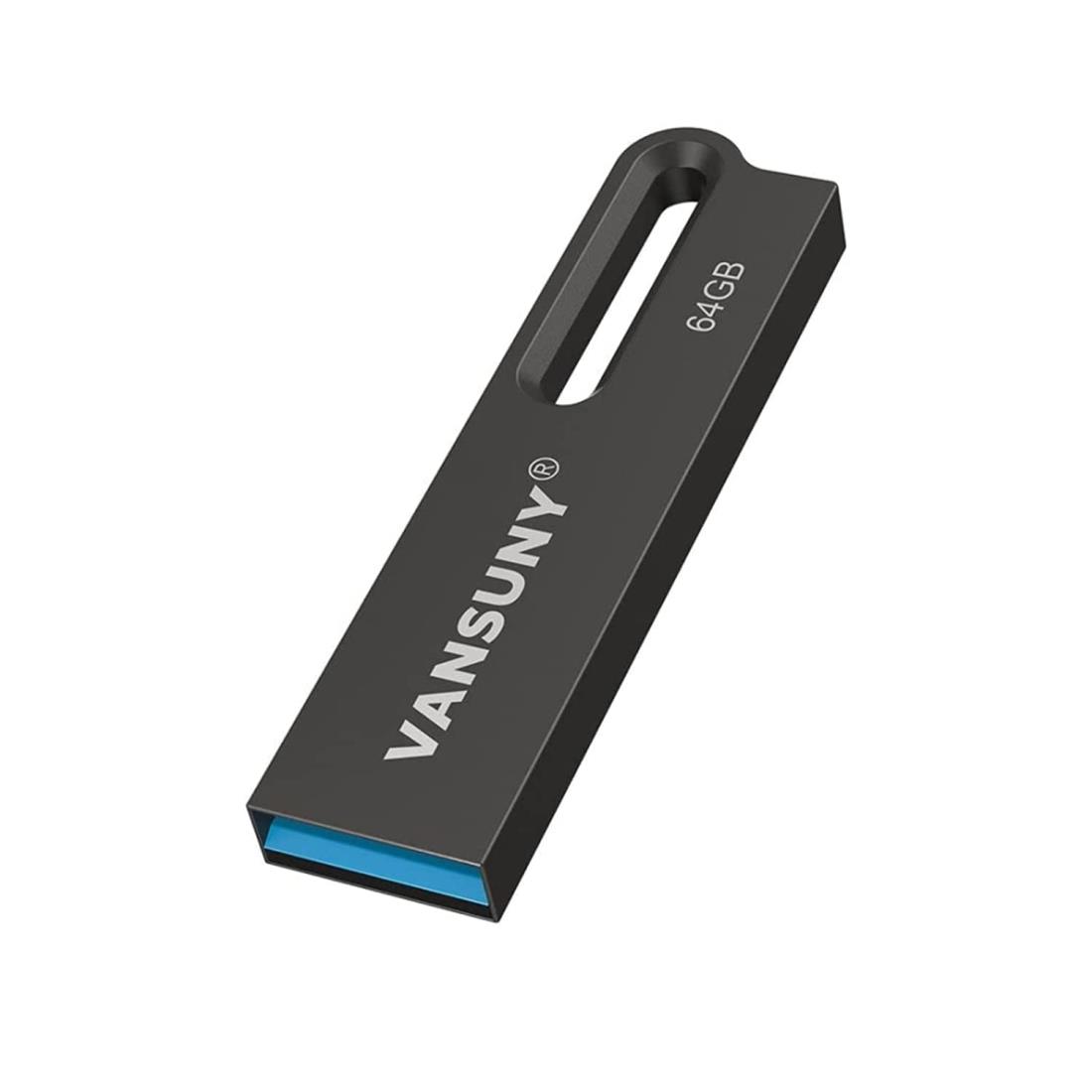 Vansuny USBメモリ 64GB USB3.2 Gen1 最大読出速度120MB/s 高速 金属製 防水 USBメモリー64ギガ 大容量 Windows PCに対応(黒)