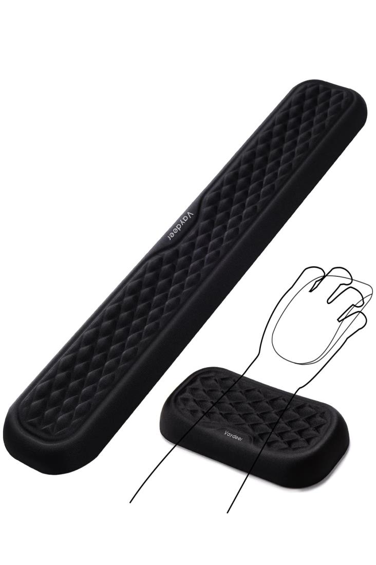 VAYDEER リストレスト キーボード 手首置き パームレスト 低反発 クッション 人間工学デザイン コンピュータ/タイピング/オフィス/仕事/家庭/ゲーム用（ブラック 36cm+15cm）