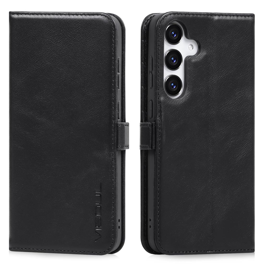 VISOUL Galaxy S25 Plus 対応 ケース 手帳型 本革 サイドグネット式 Samsung ギャラクシー S25 プラス スマホケース レザー折りたたみ携帯カバー カード収納 耐衝撃 スタンド機能付き S25 Plus ブラック