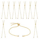 SUNNYCLUE 1箱10個 12cm 18K鍍金 調整可能 ブレスレット 金色 スライダー ブレスレット カン付き ブレスレット パーツ ゴールデン K18...