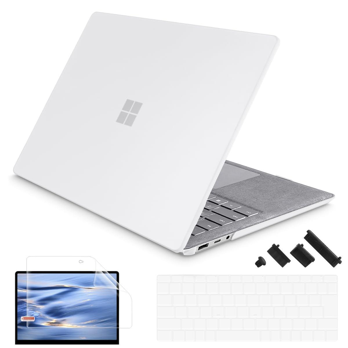 SUROCASE For Microsoft Surface Laptop 5/4/3/2 ケース 13.5 インチ Alcantara パームレスト モデル 1769 1867 1958 1959 プラスチック製ハードシェルケース + キーボードカバー, マットな透明