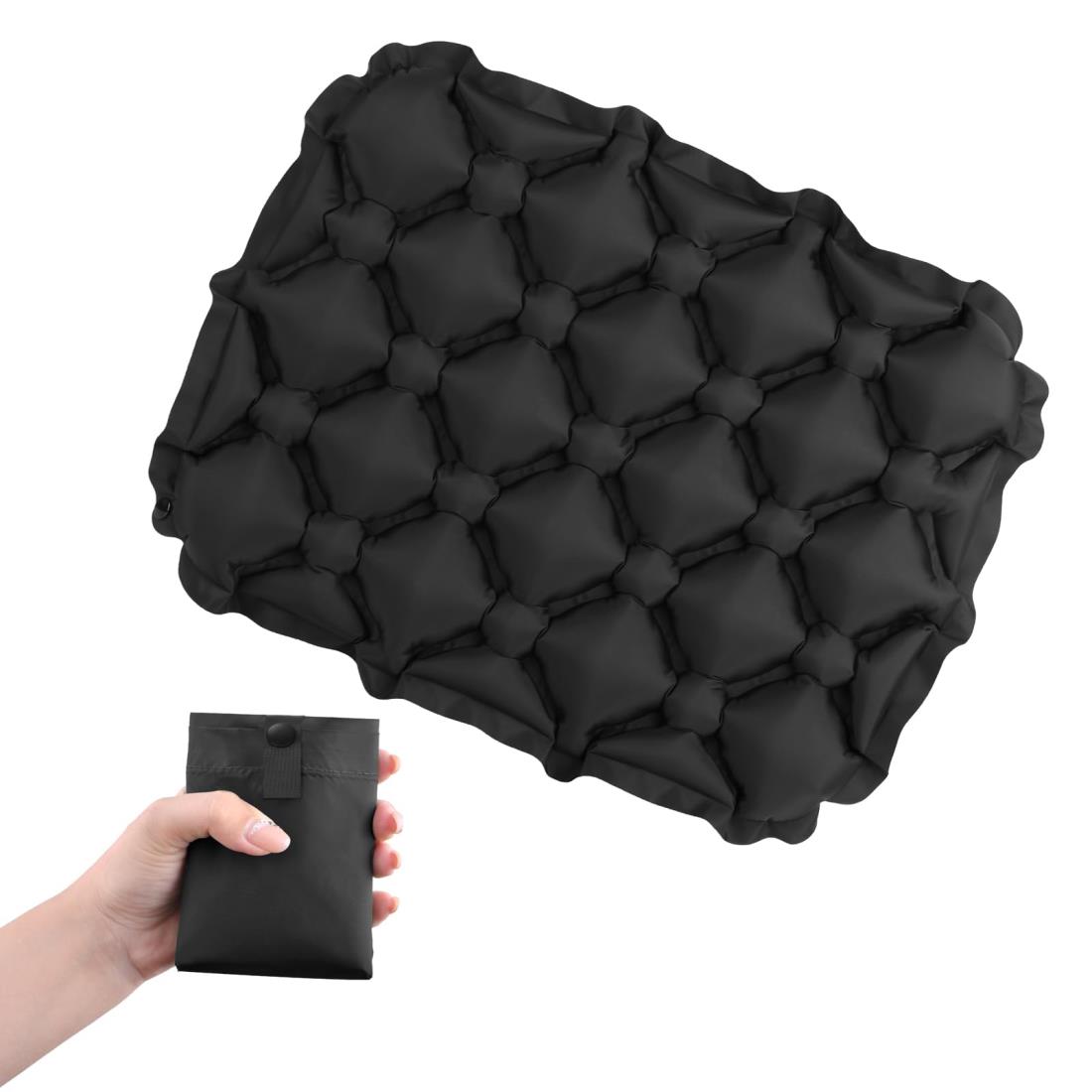 TRIWONDER レジャーシート 1人用 エアークッション 飛行機 快適グッズ エアー座布団 アウトドアクッション コンパクト 折りたたみ 携帯 お尻痛くない キャンプ 花見 釣り 持ち運び便利 収納袋付き (ブラック)