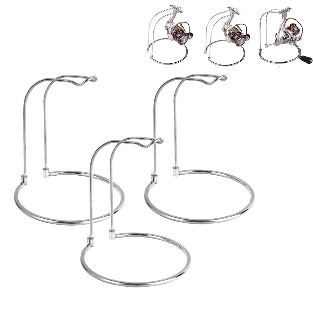 siawadeky スチール リールスタンド 3個セット 組立式 スピニングリール ベイトリール メンテナンス スタンド シルバー ステンレス鋼 錆に強い シン...