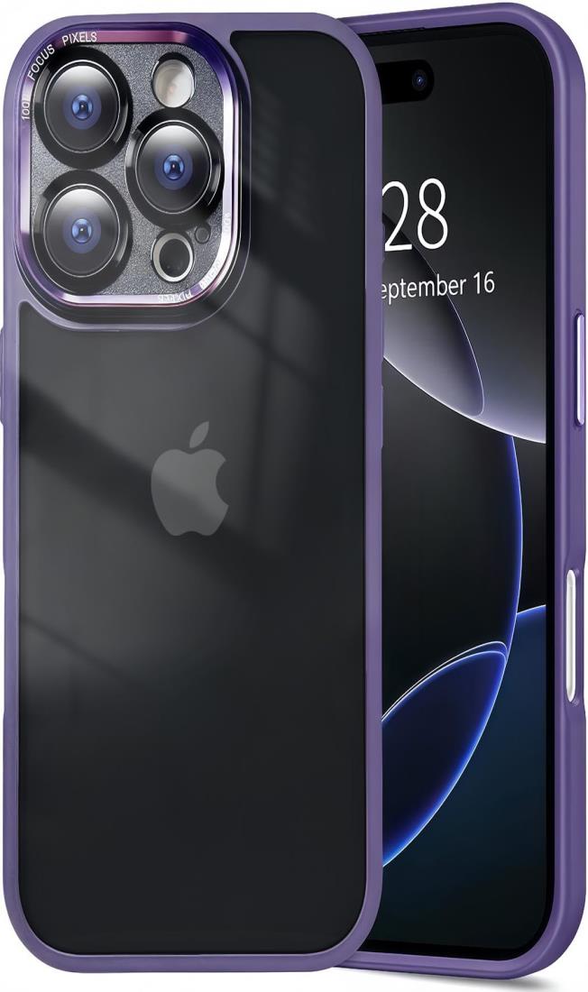 Tecxin iPhone 16 Pro Max 用 ケース 黄変防止 衝撃吸収 スマホケース [軍用級耐落下保護] [レンズ保護] 耐衝撃ソフトエッジ クリアバックパネル ストラップホール付き 6.9インチ - ディープパープル