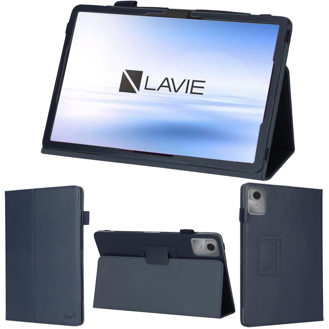wisers LAVIE Tab T11 T1175/JAS TAB11/203 タブレットケース 11.45インチ 対応 (タッチペン 保護フィルム 付き スタンドタイプ) PC-1175JAS PC-TAB11203 ダークブルー