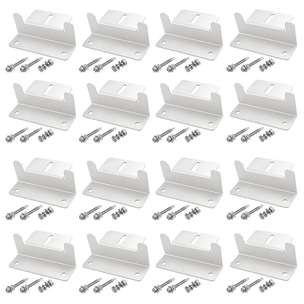 WMYCONGCONG 16個セットソーラーパネル 取り付け金具 ソーラーパネル固定用マウント Z ブラケット アルミニウム合金 端部固定金具 太陽電池パネル用、RV ボート 屋根 壁 ドに適した