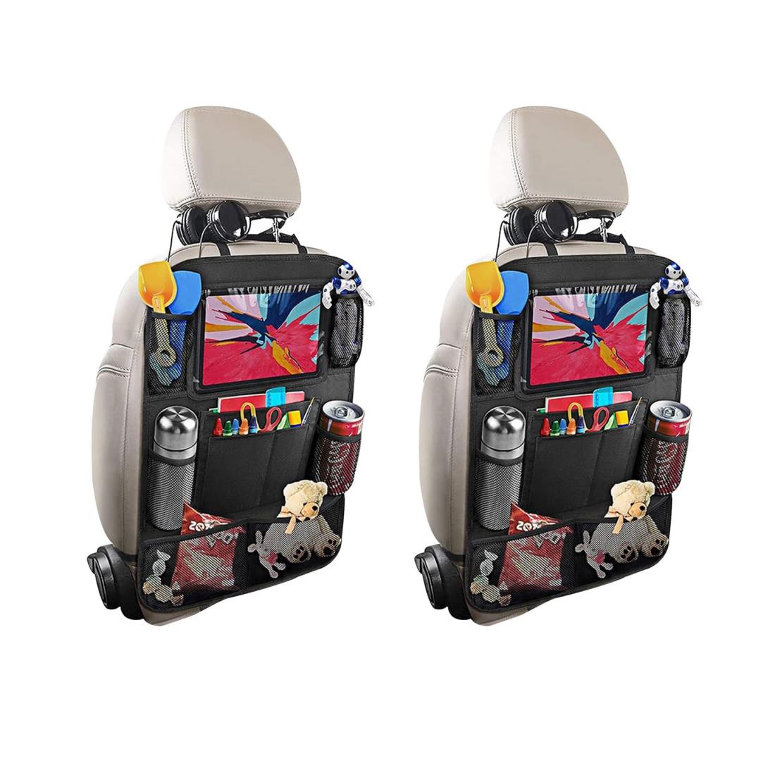 WXVOVXW シートバックポケット 車用収納ポケッ 車 収納 2枚 車 収納ポケット 後部座席収納 耐久性 多機能 防水防汚 10ポケット/枚 2pcs