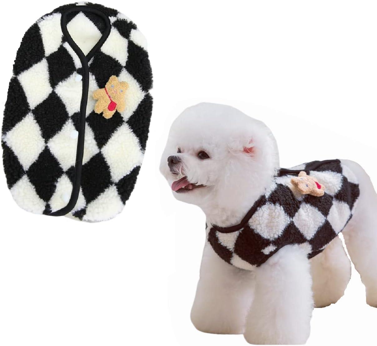 Timoya 犬 冬服 背中開き 防寒 ベスト ペット服 秋冬 小型犬 猫 洋服 可愛い もこもこ 暖かい 冬 服 ふわふわ ドッグウェア 着脱簡単 抜け毛防止 小中型犬 家着 抜け毛対策 お出かけ (L,ブラック)のサムネイル