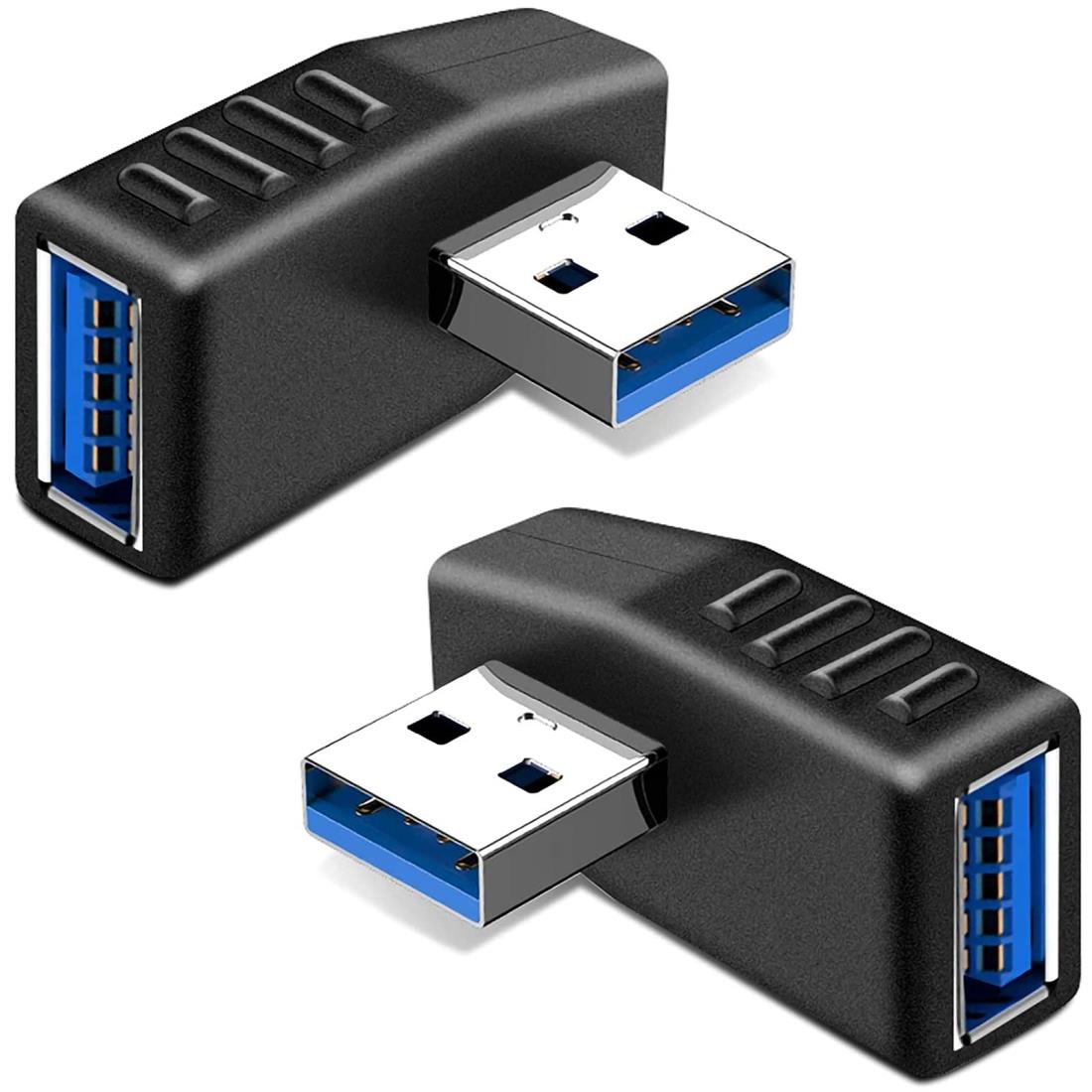 YFFSFDC USB 3.0 アダプタ 2個セット 90度 直角 方向 変換 左向き 右向き L型 Type A タイプA オス-タイプA メス 超高速 5Gbps対応