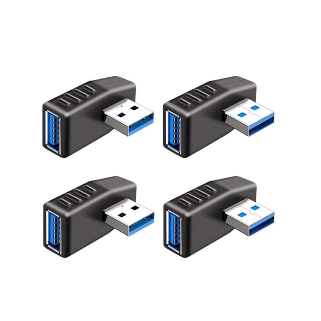 YFFSFDC USB コネクタ 直角 アダプタ 左向き 右向き USB 3.0 アダプタ 90度 L型 タイプA オス-タイプA メス 方向 変換 延長 コネクタ 4個セット
